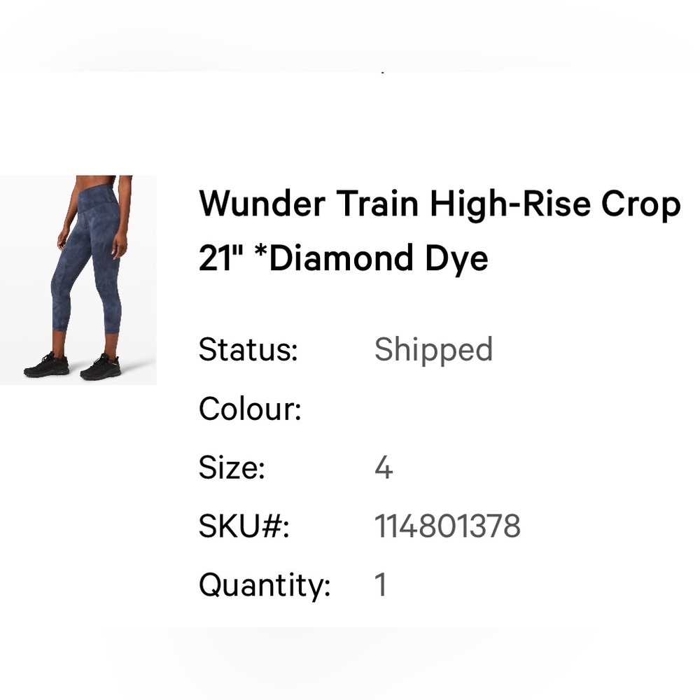 Lululemon wunder train high-rise crop - size 4 - diamond dye